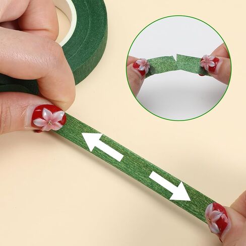 6 Rolls Green Tape for Flowers 1/2" Wide Floral Tape Flower Tapes Adhesive Florist Tapes for Bouquet Stem Wrap Wedding Bouquet Flower Arranging Craft Projects Corsages in Kuwait