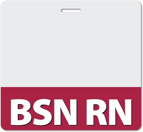 BSN RN وردي أفقي عالي التحمل (عبوة واحدة) - بطاقات مقاومة للانسكاب والتمزق - ملصق تعريف سريع مطبوع على الوجهين في الولايات المتحدة الأمريكية من BadgeZoo in Kuwait