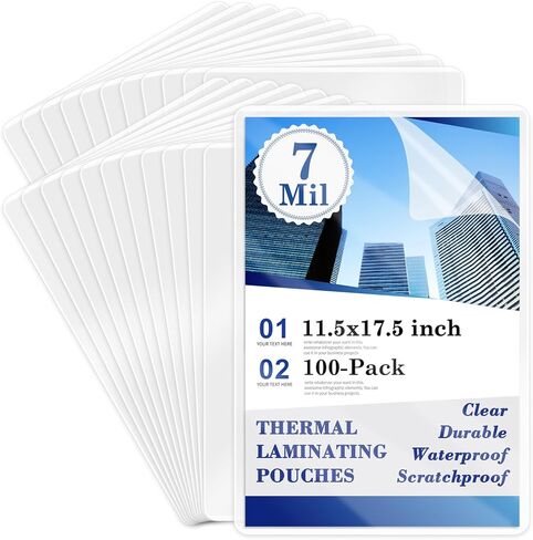 100 Pack 8.5x11inch 7mil Letter Size Laminating Sheets Thermal Laminating Pouches Paper Laminator Sheets File Card Laminator Pouches 8.5x11inch for Permits Cards File Photos in Kuwait