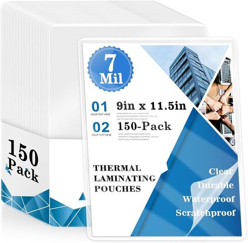 100 Pack 8.5x11inch 7mil Letter Size Laminating Sheets Thermal Laminating Pouches Paper Laminator Sheets File Card Laminator Pouches 8.5x11inch for Permits Cards File Photos in Kuwait
