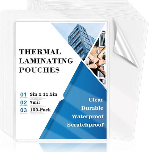 100 Pack 8.5x11inch 7mil Letter Size Laminating Sheets Thermal Laminating Pouches Paper Laminator Sheets File Card Laminator Pouches 8.5x11inch for Permits Cards File Photos in Kuwait