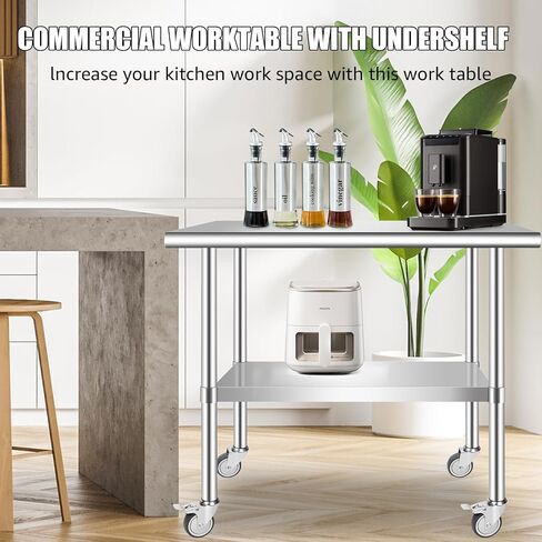 طاولة عمل من الفولاذ المقاوم للصدأ، مقاس 35 × 24 × 35 بوصة، طاولة عمل معدنية للمطبخ التجاري لمطعم المنزل في الهواء الطلق in Kuwait