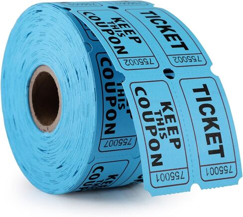 GeeRic Raffle Tickets Double Rolls 500 Pairs, 50/55 Tear-Off Event Tickets for Fundraisers, School Carnivals, Charity Events, Parties & Drawings Blue in Kuwait