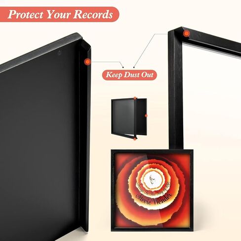 ONE WALL Vinyl Record Frame Play & Display Album Frames for Vinyl Records 12 x 12 Inch, Solid Wood Frame Mount on Wall Display Vinyl LP Covers with Clear Acrylic Front, Black in Saudi Arabia