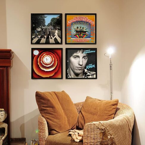 ONE WALL Vinyl Record Frame Play & Display Album Frames for Vinyl Records 12 x 12 Inch, Solid Wood Frame Mount on Wall Display Vinyl LP Covers with Clear Acrylic Front, Black in Saudi Arabia