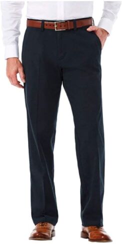بنطال Haggar Clothing الرجالي المستدام القابل للتمدد من الأمام والمسطح والمستقيم (كحلي، 38 عرض × 34 طول) in Saudi Arabia