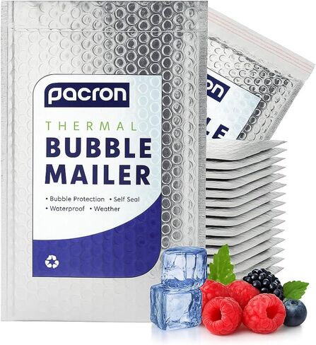 Insulated Silver Thermal Bubble Mailers – Mixed Sizes 6x7 (100) & 18x23 (100)– Waterproof Foil Self-Sealing Padded Envelopes – Cold Shipping Bags for Food, Cosmetics, Pharmaceuticals in Kuwait