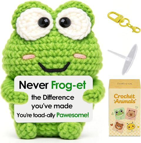 Funny Teacher Appreciation Gifts for Teachers,Positive Crochet Frog Encouragement Thank You Gifts for Teacher Nurse Coworkers Friend,Handmade Cute Frog Desk Decor for End of Year Classroom in Kuwait