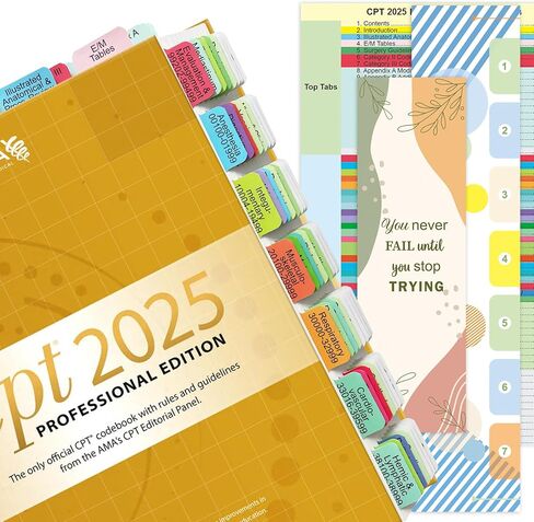 علامات تبويب الفهرس لعام 2026 CPT وICD-10-CM Codebook (إصدار AAPC) وكتاب المستوى الثاني HCPCS، مرمز بالألوان ومغلف، يتضمن دليل المحاذاة وورقة أرقام الصفحات، مقاوم للتمزق ومقاوم للماء in Kuwait