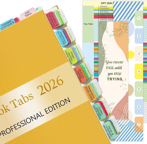 Index Tabs for 2026 CPT & ICD-10-CM Codebook (AAPC Version) & HCPCS Level II Book, Color-Coded & Laminated, Alignment Guide and Page Numbers Sheet Included, Tear-Resistant & Waterproof in Saudi Arabia