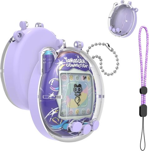 حافظة شفافة لـ Tamagotchi Connection V3 مع سلسلة وحبل قصير، وواقي للجسم والشاشة لتوصيل ملحقات Tamagotchi، صندوق عرض صلب مزدوج اللون مثالي لمحبي وهواة التجميع in Kuwait