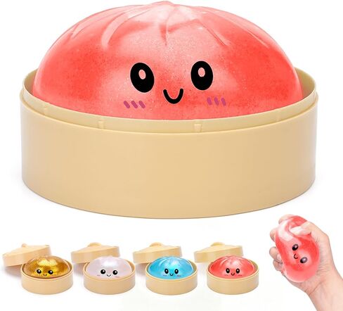 Dumpling Squishies, Glitter Dumpling Mystery Box with Mini Steamer - Slow Rising Squishy Toys Stress Ball, Cute Fidget Sensory Toy for Anxiety Relief, Funny Desk Decor Gift for Adults Kids in Kuwait