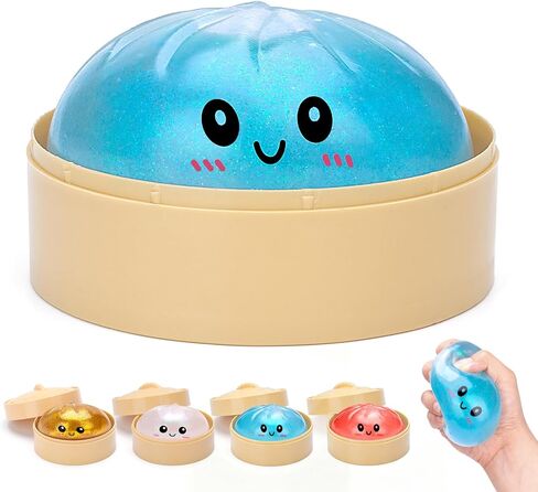 Dumpling Squishies, Glitter Dumpling Mystery Box with Mini Steamer - Slow Rising Squishy Toys Stress Ball, Cute Fidget Sensory Toy for Anxiety Relief, Funny Desk Decor Gift for Adults Kids in Kuwait