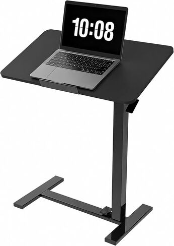 DUMOS Adjustable Overbed Bedside Table with Hidden Wheels, Mobile Standing Desk with Pneumatic Lift, Portable Computer Workstation Cart for Bed, Couch, Office, Sofa, White in Kuwait