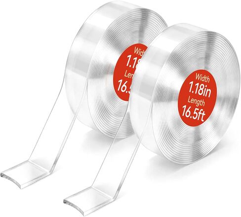 Comix Double Sided Tape Heavy Duty, 1.18" x 120"(10ft), Removable Washable Nano Tape, Residue-Free, Multipurpose Reusable Gel Mounting Tape, 1 Roll in Kuwait