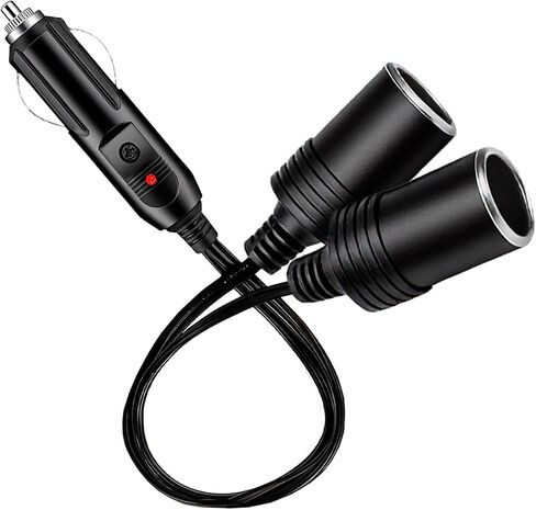 12V Car Cigarette Lighter Splitter, Dual Socket 1 to 2 Adapter, 18AWG Extension Cord with 10A Fuse, Vehicle Charger Power Adapter in Kuwait