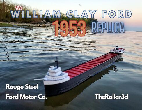 TheRoller3d 2-Pack SS Edmund Fitzgerald & SS William Clay Ford Model Ship 12 "نماذج شحن البحيرات الكبرى، سفن الألعاب، السفن النموذجية، نماذج السفن، ديكور بحري، هدايا التاريخ البحري in Kuwait