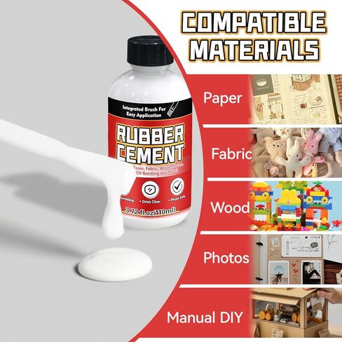 Rubber Cement, 110ml Multifunctional White Adhesive, No Wrinkling PVA Glue, Ideal for Crafts, Paper, Fabric, Wood, Photos, DIY Crafts, and More in Kuwait