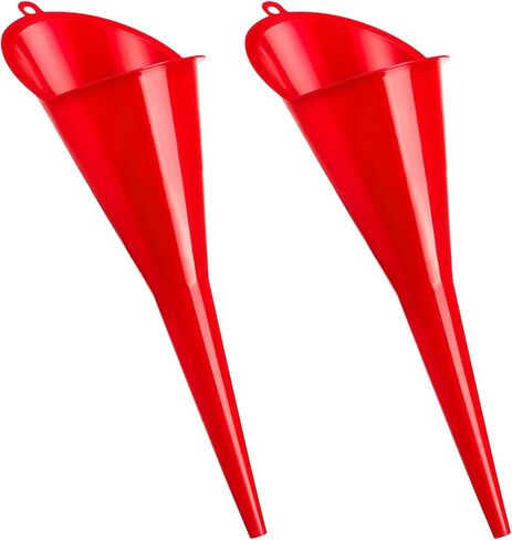 2 PCS Oil Funnel, Multi-Purpose Plastic Lubricant Funnel Fluid Transfer Tool with Long Neck, Universal Automotive Funnels for Engine Oil Gas Water and Other Liquids (Red) in Kuwait