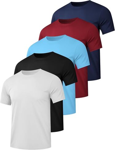 7 Pack Men's Athletic Quick Dry Moisture Wicking Short Sleeve Dry Fit T Shirts Workout Shirts in Saudi Arabia