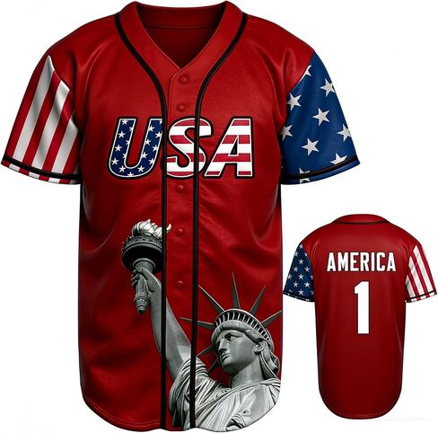 Ultrexo USA Men Youth Baseball Jersey Shirts Sports Uniform America #1 S-3XL Gift for Men Youth in Saudi Arabia