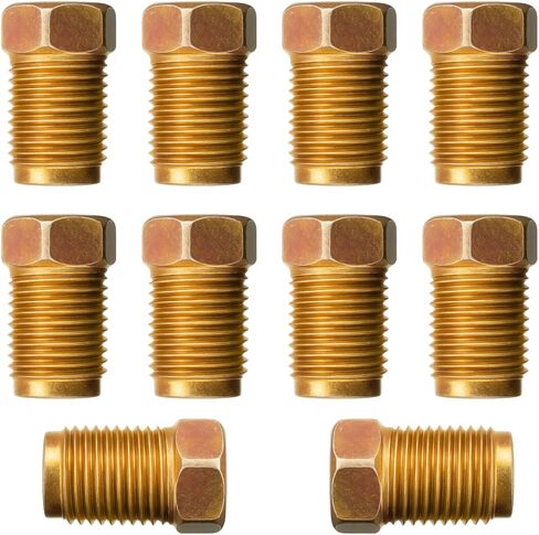 10 قطع تركيبات خط فرامل السيارة 3/16، M10 × 1.0 خيط متري معكوس، تركيبات أنابيب خط فرامل السيارة الفولاذية، أجزاء نظام فرامل السيارات العالمية للسيارات / الشاحنات / سيارات الدفع الرباعي (ذهبي) in Kuwait