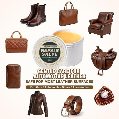 Leather Conditioner & Repair Cream: Leather Cleaner and Conditioner for Car Seats and Interiors - Repair Conditioning Salve for Furniture Couches Shoes Purse Bags (8 Oz) in Kuwait