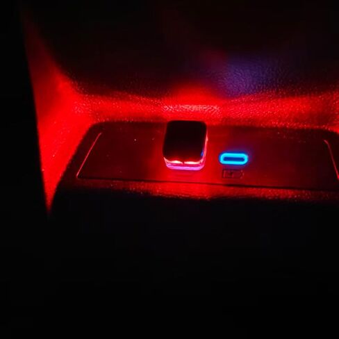 2PCS USB LED Car Interior Atmosphere Light, Universal Mini Plug-in USB Interface Auto Night Lamp Decoration, Portable Car Interior Ambient Light for Cars, Bedrooms (Red) in Kuwait