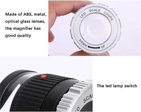 30x Jewelers Loupe with Measuring Scale and LED Light, USB Charging LED Scale Loupe Jewelry Loupe Magnifier for Gems Stamps in Kuwait