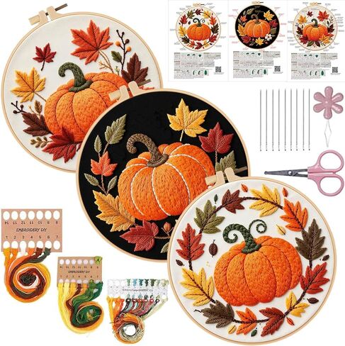 Konrisa Flower Cup Embroidery Kits for Adults,Creative Floral Embroidery Starter Kit DIY Sewing Practice with Hoop,Needlepoint Cross Stitch Kit, Set of 2 in Kuwait