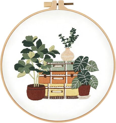 spicssa Embroidery Kit for Beginners Adults, Cross Stitch Kits with Pre-Stamped Patterns, 7.8-Inch Hoop, Threads & Needles, Step by Step Instructions, DIY Needlepoint Craft Women in Kuwait
