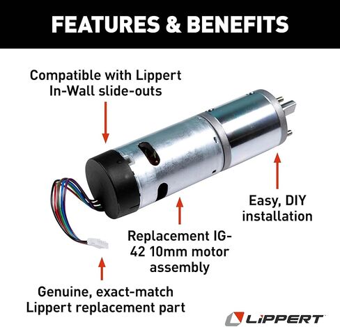 Lippert Replacement IG-42 10-Millimeter In-Wall RV Slide-Out Motor Assembly, 300:1 Ratio, Improved Function for Slide-outs, Easy, DIY Installation, Exact-Match Component - 236575 in Kuwait