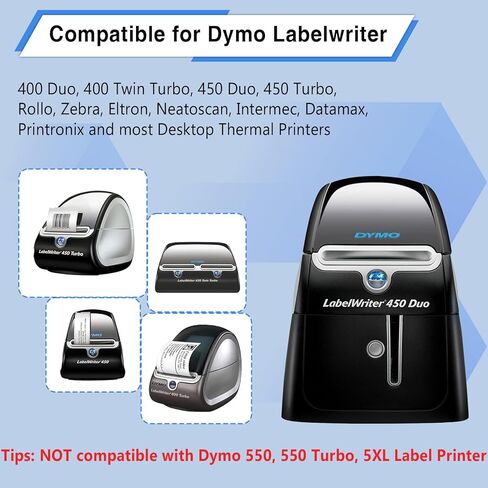 GREENCYCLE 5 Roll File Folder Labels Compatible for Dymo 30327 9/16" x 3-7/16" LW 1-Up White Paper Labels for LabelWriter 450 Duo, 4XL, 400 Printers, 130 Labels/Roll, NOT FIT 550 & 5XL in Kuwait