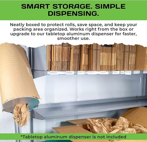 HexcelPack HexaFil Honeycomb Packing Paper - Eco-Friendly, Sustainable Filler for Shipping and Moving, Cushioned Packing Material in Easy Self-Dispenser Box - Natural, 16' x 1800' in Kuwait