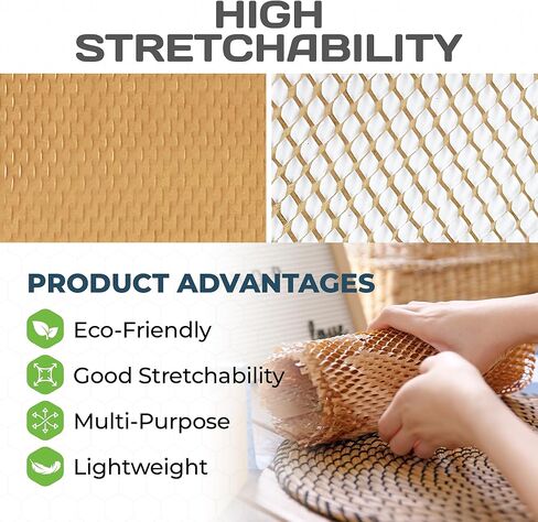 HexcelPack HexaFil Honeycomb Packing Paper - Eco-Friendly, Sustainable Filler for Shipping and Moving, Cushioned Packing Material in Easy Self-Dispenser Box - Natural, 16' x 1800' in Kuwait