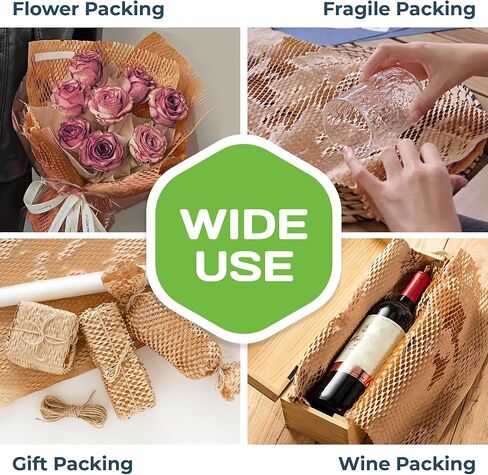 HexcelPack HexaFil Honeycomb Packing Paper - Eco-Friendly, Sustainable Filler for Shipping and Moving, Cushioned Packing Material in Easy Self-Dispenser Box - Natural, 16' x 1800' in Kuwait