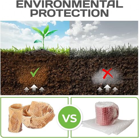HexcelPack HexaFil Honeycomb Packing Paper - Eco-Friendly, Sustainable Filler for Shipping and Moving, Cushioned Packing Material in Easy Self-Dispenser Box - Natural, 16' x 1800' in Kuwait