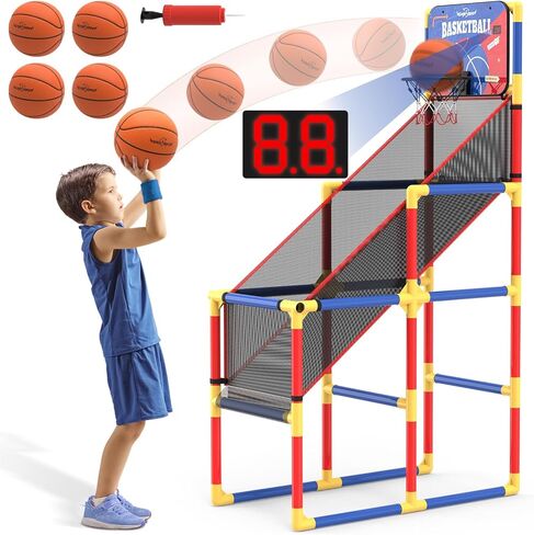 EagleStone Arcade Basketball Hoop Game Indoor, Ajustable Height Indoor Basketball Hoop with 4 Balls Storage Design for Kids,Perfect Sports Outdoor Play Toys for Kids Age 3 to 6 Years in Saudi Arabia