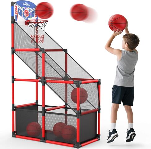 EagleStone Arcade Basketball Hoop Game Indoor, Ajustable Height Indoor Basketball Hoop with 4 Balls Storage Design for Kids,Perfect Sports Outdoor Play Toys for Kids Age 3 to 6 Years in Saudi Arabia