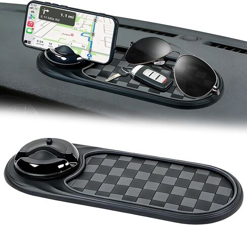 Non-Slip Car Dashboard Mat with 360° Rotating Phone Holder, Anti-Skid Dashboard Pad Organizer for Phone, Keys, Sunglasses, Car Interior Accessories (Gray Black) in Kuwait