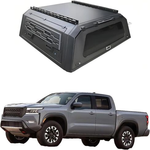 Truck Topper Compatible with Nissan Frontier 2005–2021, Lockable Hardtop Camper Shell w/Gullwing Doors, Rear Tent & Interior Light, No-Drill Bed Cap Pickup Canopy(5ftPlain) in Kuwait