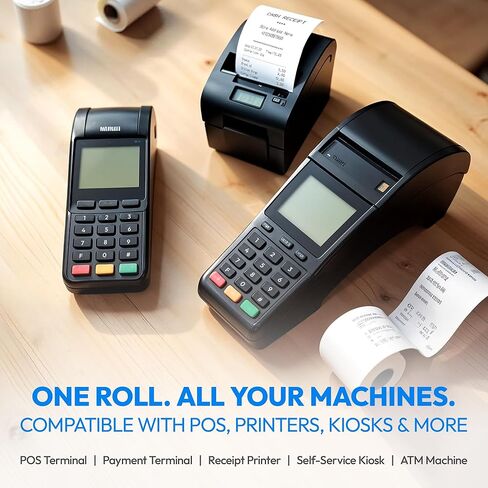 2 1/4" x 50' Thermal Paper (50 Rolls) - BPA Free Receipt Paper, 48 GSM Safe Thermal Printer Paper & Register Tape for Credit Card Machines, POS Printers in Kuwait