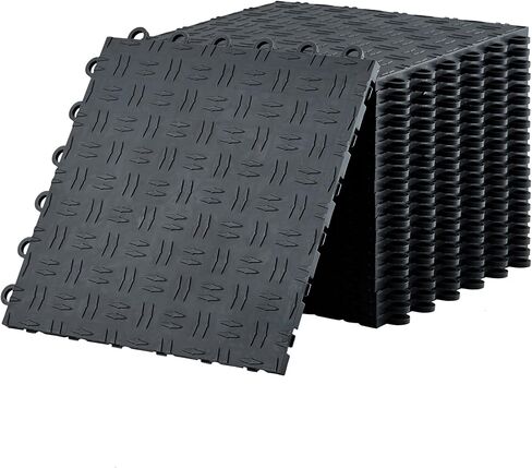 100 Pack Garage Tiles Interlocking, 12"X12" Garage Floor Covering Tile, Non-Slip Double-Sided Texture Garage Flooring Tiles,for Garage, Basement, Workshop & Repair Shop, Graphite Gray in Saudi Arabia