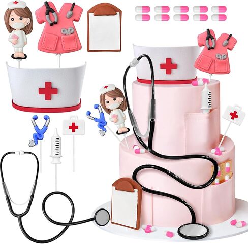 18PCS Nurse Cake Topper Nursing Cupcake Toppers for Nursing Doctor Graduation Party Supplies in Kuwait