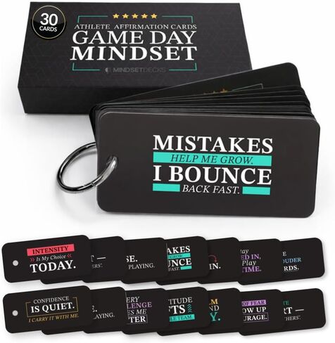 Athlete Affirmation Cards – 30 Game Day Mindset Boosts for Athletes – Confidence, Focus & Mental Toughness – Compact Affirmation Cards with Metal Ring – Gift for Athletes & Coaches in Kuwait