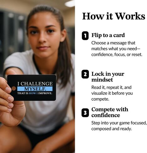 Athlete Affirmation Cards – 30 Game Day Mindset Boosts for Athletes – Confidence, Focus & Mental Toughness – Compact Affirmation Cards with Metal Ring – Gift for Athletes & Coaches in Kuwait