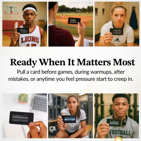 Athlete Affirmation Cards – 30 Game Day Mindset Boosts for Athletes – Confidence, Focus & Mental Toughness – Compact Affirmation Cards with Metal Ring – Gift for Athletes & Coaches in Kuwait