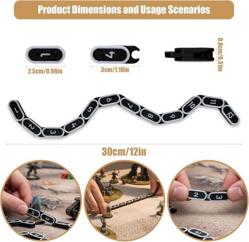 12" Wargaming Chain Ruler & Combat Gauge – Modular Snap-Fit Chain Measuring Tool for RPG Tabletop Miniatures, Detachable 1-Inch Links for Terrain Movement & Range in Kuwait