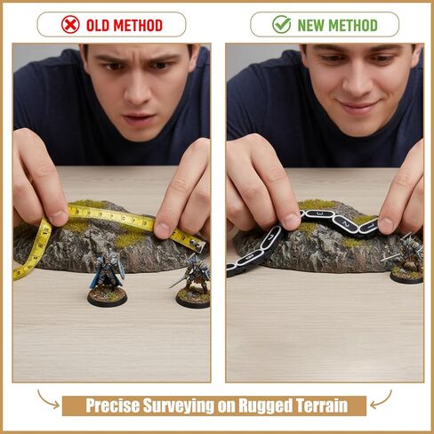 12" Wargaming Chain Ruler & Combat Gauge – Modular Snap-Fit Chain Measuring Tool for RPG Tabletop Miniatures, Detachable 1-Inch Links for Terrain Movement & Range in Kuwait
