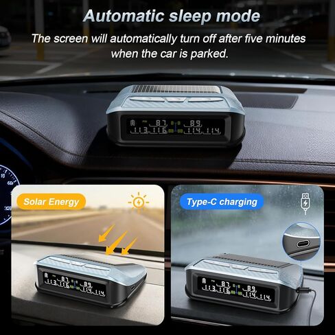 Ta6 Wireless Solar TPMS، نظام مراقبة ضغط الإطارات RV مع معزز الإشارة، 0-188 رطل لكل بوصة مربعة لمقطورة شاحنة التخييم، شاشة LCD ملونة، 6 منبهات، إعداد PSI مخصص ثنائي المحور (6 أجهزة استشعار) in Kuwait